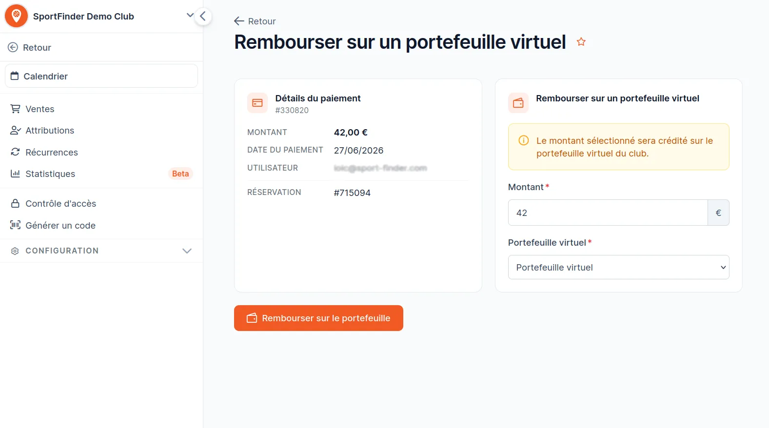 Confirmation du remboursement