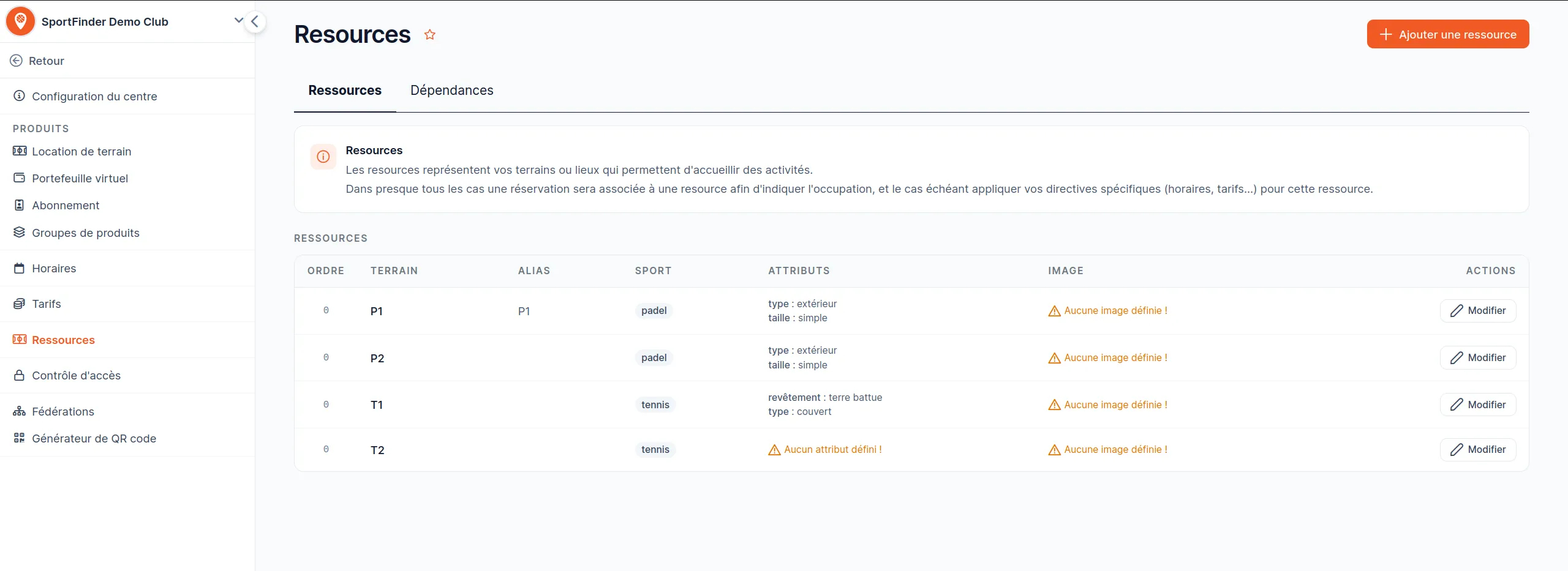 Modification d'une ressource